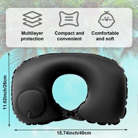AWAVM Travel Pillow, Inflatable Neck Pillow, Inflatable Travel Pillow, Travel Neck Pillow with Pressing Inflation Pump, Suitable for Sleeping Rest, Plane, Car and Office