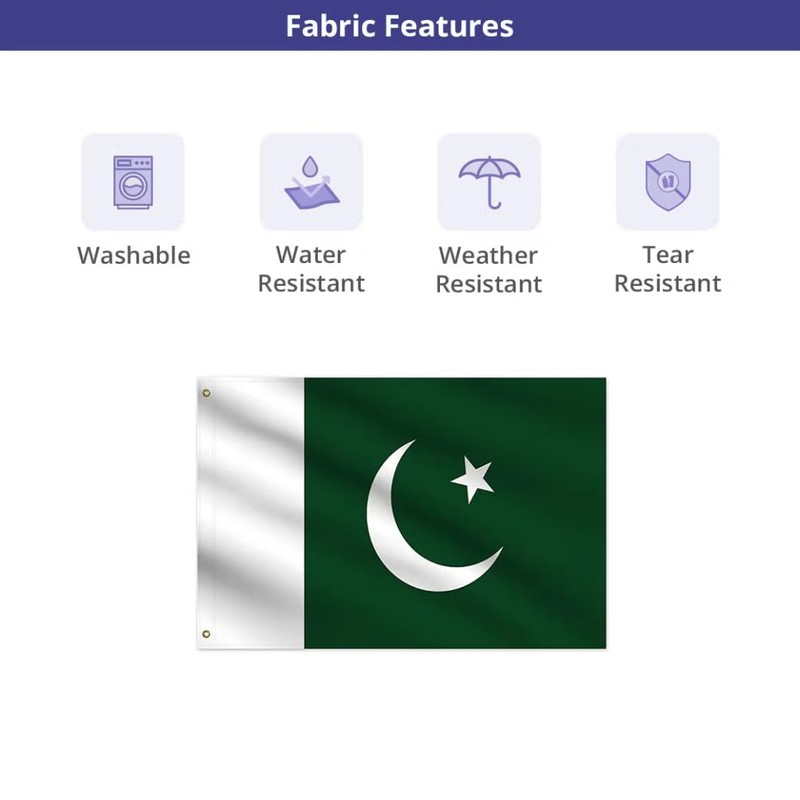 Pakistan Flag 5x3 ft – Outdoor/Indoor Polyester Flag with Brass