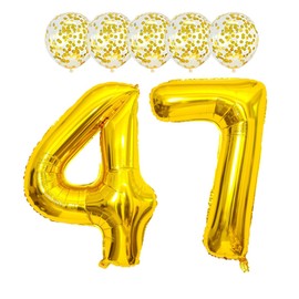 Gold 47 Foil Balloons 40" Jumbo Foil Balloons Confetti Balloons for 47th Birthday Wedding Anniversary Party Decorations