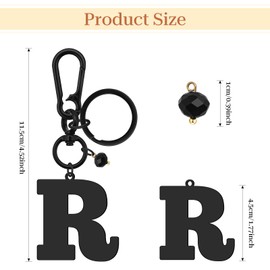 Baipilu Black Letter Keychains for Women Men Initial Letter Keychain for Women Girl Initial Keyring Gifts for Men Boy Stainless Steel Keyring for Handbag Backpack Purse (R)