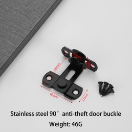 Door Bolt Stainless Steel Bolt Lock Small Sliding Door Lock 90 Degree Door Lock Interior Door Flip Latch with Fixed Screw Bolt for Door, Window, Wine Cabinet, Bathroom, Garden (Black)