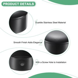 M METERXITY 8-Pack Handrail End Caps, 1.77 Inch/45mm Inner Diameter Stainless Steel Round Handrail End Caps for Furniture/Stair, Guardrail Tube End Cover [Black]