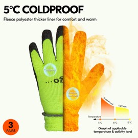 Vgo... 3 Pairs Foam Latex Coated Gardening and Work Gloves (RB6010)