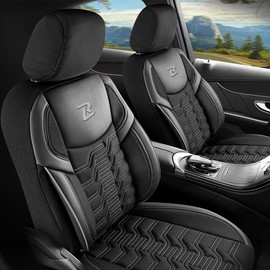 LUCARO Seat Cover Sets - Seat Covers & Seat Pads 2 Front - Car Seat Covers Black Gray - Seat Protectors, Dirt-Resistant Seat Covers Fit for Most Vehicles - Car Accessories