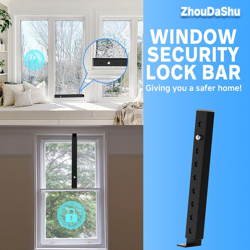ZhouDaShu Adjustable Window Lock Bars Vertical, Small Window Bars Security