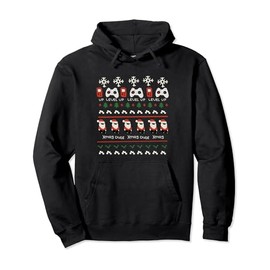 Xmas Dude Level Up Ugly Sweater Xmas Christmas Jumper Hoodie, black