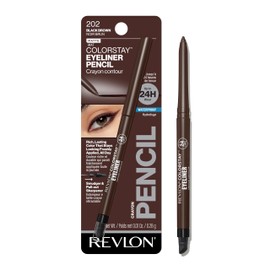REVLON Revlon ColorStay Pencil Waterproof Eyeliner, Valentine's Day Makeup Gifts for Women, Built-In Sharpener, Waterproof, Smudge-proof, Longwearing with Ultra-Fine Tip, 202 Black Brown, 0.01 oz