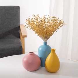 60 Pieces Pearl Stick Stems Bouquets, 4mm Bead String Garland Beaded Spray Filler Floral Arrangements Tree Picks Wedding Party Decoration (Gold)