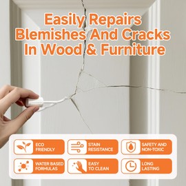 Mollor Wood Touch Up Paint, 1.5 Oz Quick-Dry White Paint for Wood Repair Scratches, Chips and Spots on Furniture, Cabinets, Doors, Tables, Kitchen,and Dressers