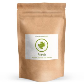 Acerola Powder 100 g - Derived from Acerola Cherries - in Proven Raw Food Quality - Vegan, Pure, Gluten-Free, Lactose Free - No Additives and Additives