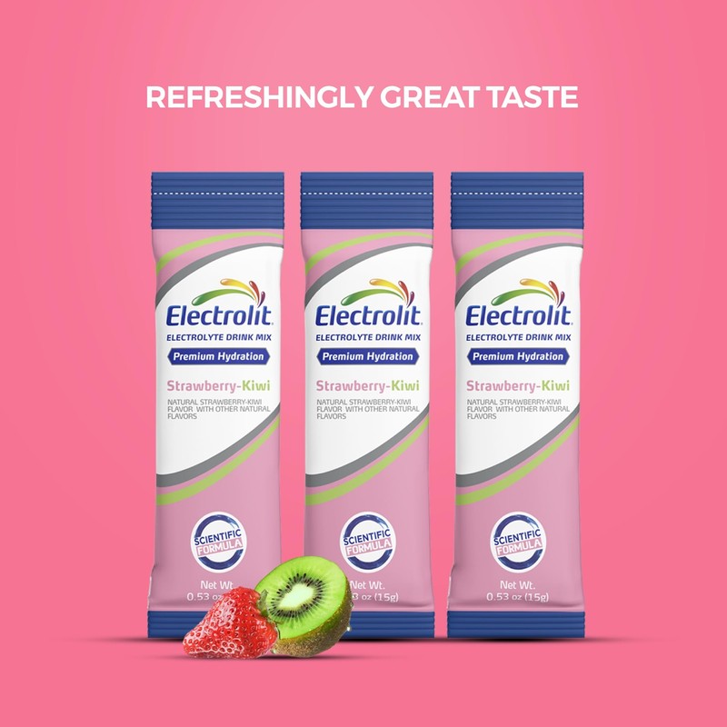 Electrolit Electrolytes Powder Packets, Strawberry Kiwi 8 Pack, Powdered Hydration