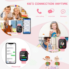 OKYUK 4G Kids Smart Watch, 15 Exciting Games, Two-Way Calling Feature, SOS Emergency Call Button Ideal for Kids Aged 3-12, for Boys & Girls (Pink)