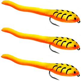 DELONG LURES - 5.5"" Tadpole Fishing Lures for Bass, Crappie, Musky, Pike, and Trout, Slow Sinking Life Like Fishing Bait Scented Pre Rigged Fishing Gear Fishing Lures for Freshwater… (FireTiger)