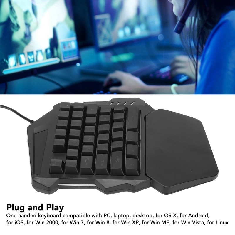 One Handed Gaming Keyboard RGB Backlight 35 Keys Ergonomic Portable
