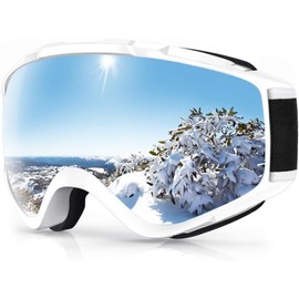 Ski Goggles, Findway OTG Snowboard Goggles for Men, Woman & Youth - 100% UV Protection and Anti-Fog - Double Spherical Lens Comfortable for Sunny and Cloudy Days Perfect for Skating Skiing Snowmobiles