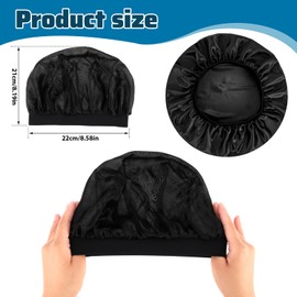 Satin Bonnet for Sleeping,Silk Bonnet for Kids,Toddler Bonnets Kids Satin Bonnets Double Layer Silk Sleep Cap for Men Women Boys Girls Soft Satins Lined Cap Hat for Natural Curly Hair(Black)