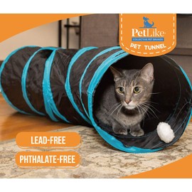 PetLike S Way Cat Tunnel Collapsible Pop-up Pet Tube Hideaway Play Toy with Ball (S-Way, Brown)