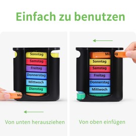 Opret Opret Tablettenbox 7 Tage mit 4 Fächer für Morgens Mittags Abends Nachts, Medikamentenbox Pillenbox Pillendose Tablettendose Tabletten Wochenbox Organizer Supplement Box