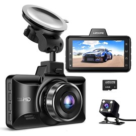 AZDOME Dual Dash Cam Front and Rear, 3 inch 2.5D IPS Screen Free 64GB Card Ca...