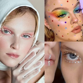 NOOEPC Face Gems Makeup Face Rhinestone Self Adhesive Gems Stickers 975PCS Face Jewels Hair Gems Eye Jewels Festival Essentials Rave Accessories Rhinestone Stickers for Face, Eye, Women