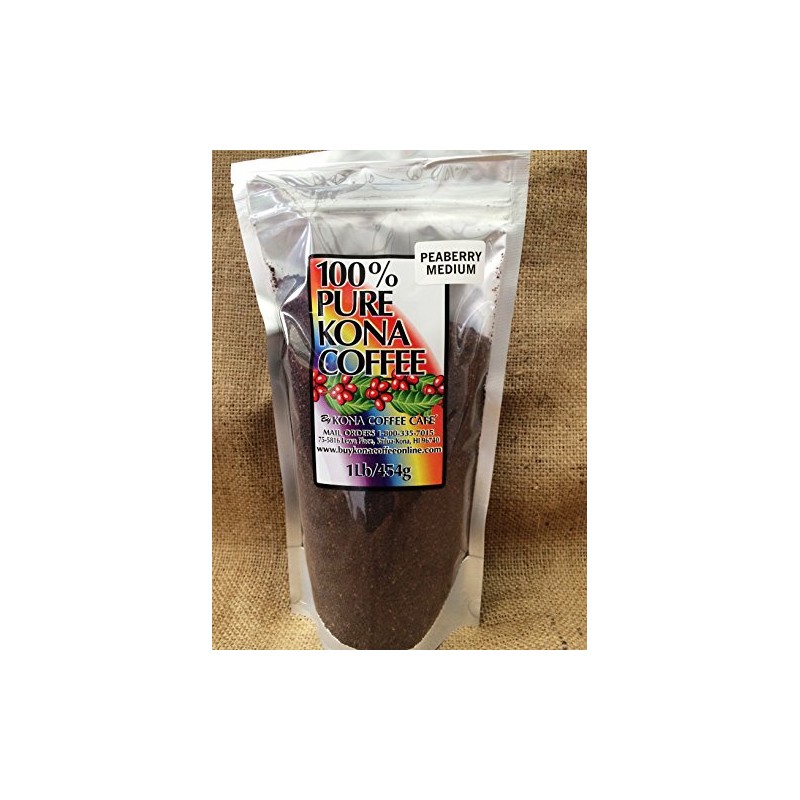 100% Kona Peaberry Medium Roast Ground Coffee (low-acid) - 1