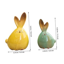 Zerodeko 2pcs Ceramic Ear Figurines for Home Office Decoration Cute Animal Statues for Living and Desktop Aesthetic Decor