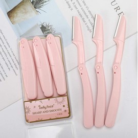 WOIWO Folding Eyebrow Shaping Knife Safety Eyebrow Shaving Knife Beauty Tool Beginner Eyebrow Shaping Tool 3 PCS (Pink)
