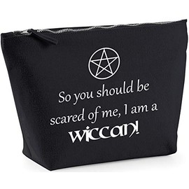 Hippowarehouse So You Should Be Scared Of Me, I Am A Wiccan! printed make up cosmetic wash bag 18x19x9cm