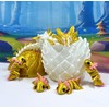 5pcs 3D Printed Axolotl Dragon and Egg, Articulated Gold Mini