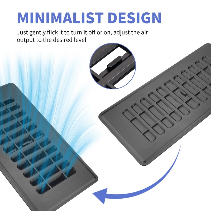 Floor Register 4x10, Plastic Air Vent Covers with Adjustable Airflow,