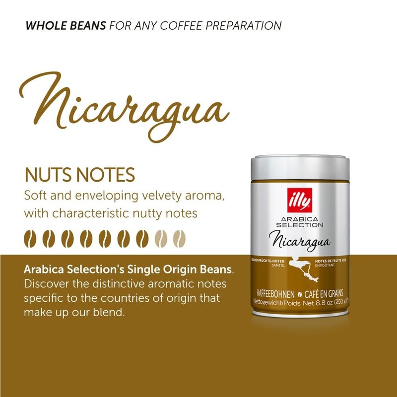 illy Coffee, Luxury Arabica Coffee Beans Selection, Nicaragua Beans 250g