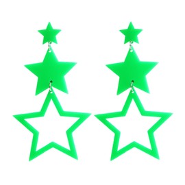 POYAMUSE 80s Colorful Neon Star Dangle Earrings Y2K Big Star Acrylic Earrings for Glow Party Scenecore Neon Pink Lime Green Star Jewelry-green, Medium