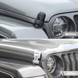 RT-TCZ for Wrangler Hood Latches Catch Kit Compatible with Jeep Wrangler JK JL Gladiator JT White Exterior Accessories 2pcs (3-Stripes)