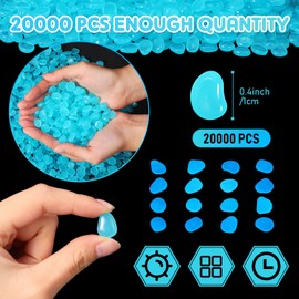 Landical 20000 Pcs Glow in The Dark Rocks Bulk Blue Garden Glow Rocks Outdoor Garden Glow in The Dark Pebble Glow in The Dark Stone for Walkway Backyard Landscaping Fish Tank Plant Decor