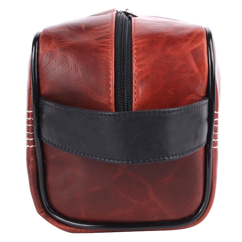 CRICKET-GIFTS Buffalo Leather Cricket Wash Bag Durable Toiletry Bag for