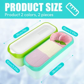 Ruioomeep Set of 2 Ice Cream Containers, 1.5 L, BPA-Free, Reusable, Stackable Freezer Storage Containers for Ice Cream, Yogurt, Dessert, Sorbet