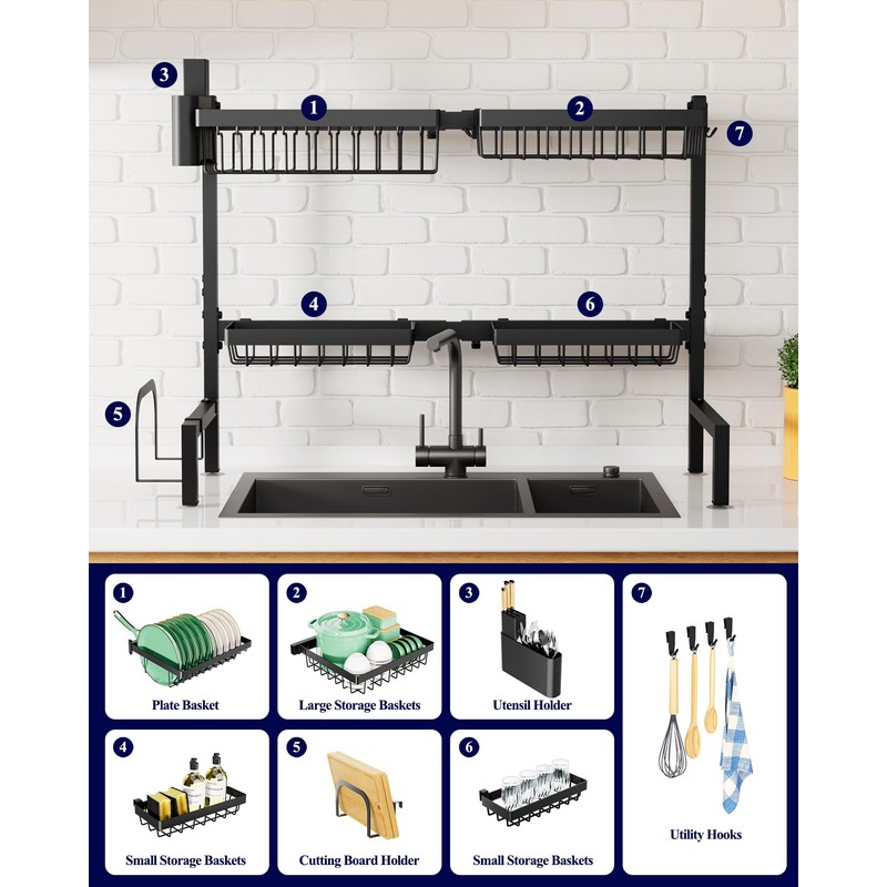 Kitsure Over The Sink Dish Drying Rack - 30.0" to