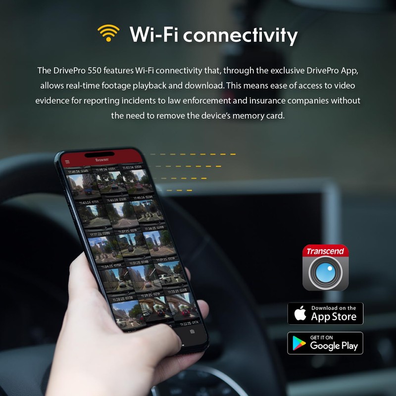 Transcend 64GB, Dual 2K+1080P Dash Cam Front and Rear Inside,