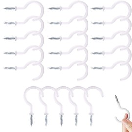 KYRYD 20 Haken Schraubhaken für Schrauben, Decken und Wände - weiß, ideal zum Aufhängen von Schlüsseln, Tassen, Blumentöpfen und mehr - stabile Tassenhaken für Haus und Werkstatt