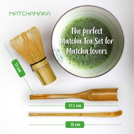 MATCHAMAKA Matcha Whisk Tea Set - Japanese Matcha Whisk (Chasen), Traditional Scoop (Chashaku), Tea Spoon - The Perfect Matcha Green Tea Ceremony Set - Traditional Matcha KIT