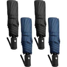 Yahenda 4 Pack Windproof Travel Umbrellas Bulk Automatic Open and Close Umbrella Folding Rain Umbrella for Men Women(Navy Blue, Black) | Yahenda