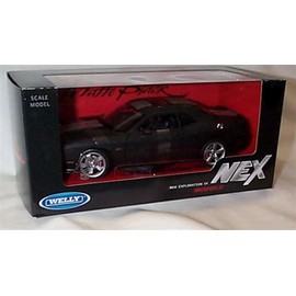 Welly nex models Dodge Challenger SRT 2012 Matt Black with Stripe vehicle 1:24 scale diecast model