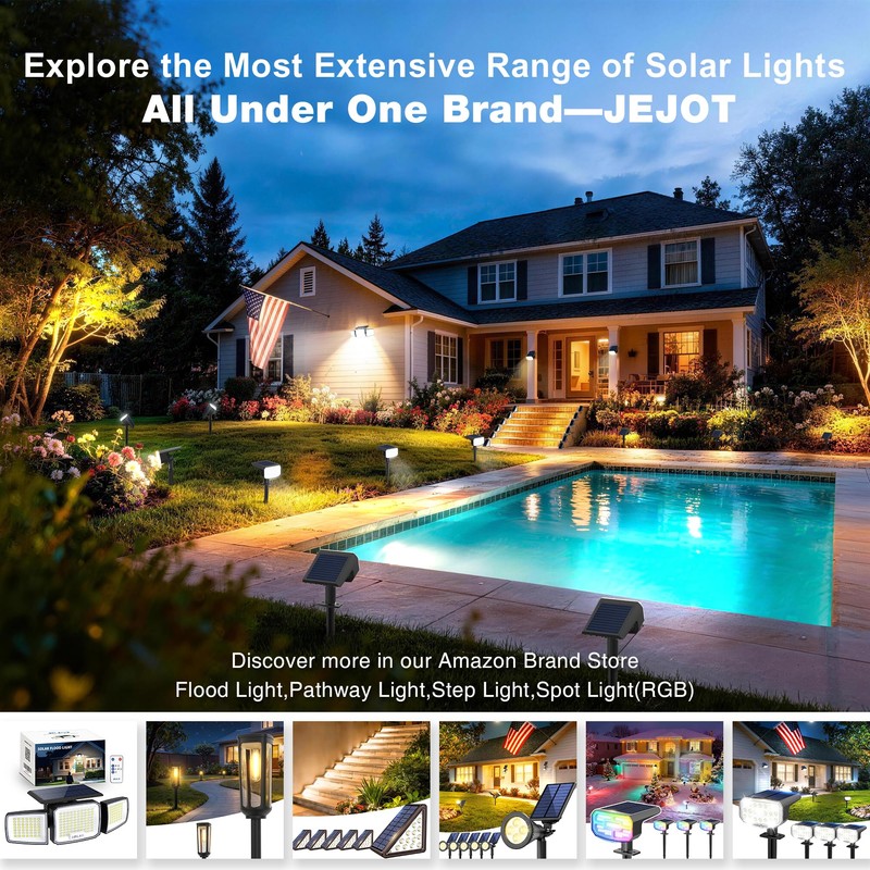 JEJOT Solar Lights Outdoor Waterproof IP65, Super Bright LED,Cool Light