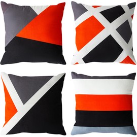 YUMYDG Set of 4 Cushion Covers 45 x 45cm Modern Abstract Simple Geometric Stripe Splicing Acrylic Bold Decorative Pillow Cases Home Decor Square Cushion Cover 18x18 Inches