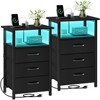 Vagusicc Night Stand Set 2 with Charging Station, LED Nightstand