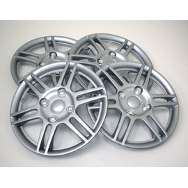 Tuningpros WC-14-1004-S - Pack of 4 Hubcaps - 14-Inches Style Snap-On (Pop-On) Type Metallic Silver Wheel Covers Hub-caps