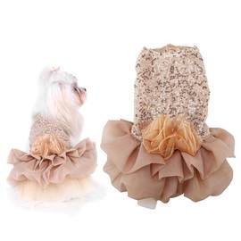 Bling Dog Dress Comfortable Dog Luxury Princess Wedding Dress Shiny Pet Lace Dress Sequined Princess Summer Pet Cloth for Small Dog Puppy(Gold M)