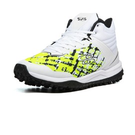 Boombah Viper Men's Neon Turf Mid White/Black/Twitch - Size 11