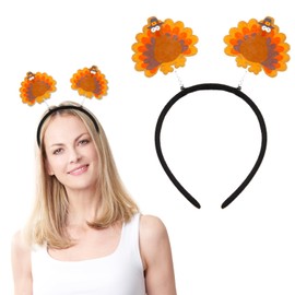 CHARMARK Turkey Headband Fall Thanksgiving Cartoon Turkey Hair Accessories for Women Men Autumn Orange Brown Headbands Fashion Party Decoration 1Pcs (Style 1)