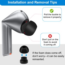 Replacement Foam Eartips for Galaxy Buds 3 Pro, Memory Foam Tip with Cleaner kit for Buds3 Pro Earbuds, Comfortable Foam and Secure Fit - SML